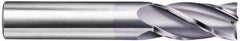 SGS - 9/16", 1-1/8" LOC, 9/16" Shank Diam, 3-1/2" OAL, 4 Flute, Solid Carbide Square End Mill - Single End, TiCN Finish, Spiral Flute, 30° Helix, Centercutting, Right Hand Cut, Right Hand Flute, Series 54 - Eagle Tool & Supply