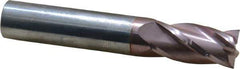 SGS - 1/2", 1" LOC, 1/2" Shank Diam, 3" OAL, 4 Flute, Solid Carbide Square End Mill - Single End, TiCN Finish, Spiral Flute, 30° Helix, Centercutting, Right Hand Cut, Right Hand Flute, Series 54 - Eagle Tool & Supply
