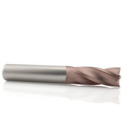 SGS - 5/8", 1-1/4" LOC, 5/8" Shank Diam, 3-1/2" OAL, 4 Flute, Solid Carbide Square End Mill - Single End, TiCN Finish, Spiral Flute, 30° Helix, Centercutting, Right Hand Cut, Right Hand Flute, Series 54 - Eagle Tool & Supply