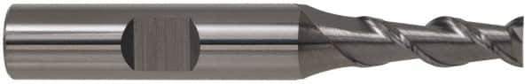 SGS - 5/8", 2-1/2" LOC, 5/8" Shank Diam, 4-5/8" OAL, 2 Flute, Solid Carbide Square End Mill - Single End, Uncoated, Spiral Flute, 45° Helix, Centercutting, Right Hand Cut, Right Hand Flute, Series 44 - Eagle Tool & Supply