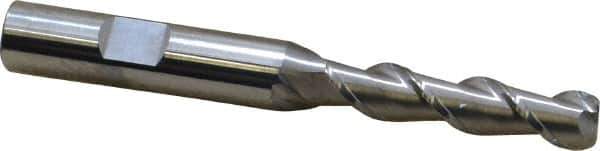 SGS - 5/16", 1-3/8" LOC, 3/8" Shank Diam, 3-1/8" OAL, 2 Flute, Solid Carbide Square End Mill - Single End, Uncoated, Spiral Flute, 45° Helix, Centercutting, Right Hand Cut, Right Hand Flute, Series 44 - Eagle Tool & Supply