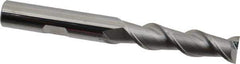 SGS - 3/8", 1-1/2" LOC, 3/8" Shank Diam, 3-1/4" OAL, 2 Flute, Solid Carbide Square End Mill - Single End, Uncoated, Spiral Flute, 45° Helix, Centercutting, Right Hand Cut, Right Hand Flute, Series 44 - Eagle Tool & Supply