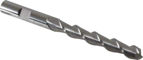 SGS - 3/8", 2-1/2" LOC, 3/8" Shank Diam, 4-1/4" OAL, 2 Flute, Solid Carbide Square End Mill - Single End, Uncoated, Spiral Flute, 45° Helix, Centercutting, Right Hand Cut, Right Hand Flute, Series 44 - Eagle Tool & Supply