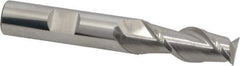 SGS - 1/2", 1-1/4" LOC, 1/2" Shank Diam, 3-1/4" OAL, 2 Flute, Solid Carbide Square End Mill - Single End, Uncoated, Spiral Flute, 45° Helix, Centercutting, Right Hand Cut, Right Hand Flute, Series 44 - Eagle Tool & Supply