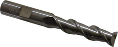 SGS - 1/2", 2" LOC, 1/2" Shank Diam, 4" OAL, 2 Flute, Solid Carbide Square End Mill - Single End, Uncoated, Spiral Flute, 45° Helix, Centercutting, Right Hand Cut, Right Hand Flute, Series 44 - Eagle Tool & Supply