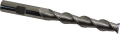SGS - 1/2", 3" LOC, 1/2" Shank Diam, 5" OAL, 2 Flute, Solid Carbide Square End Mill - Single End, Uncoated, Spiral Flute, 45° Helix, Centercutting, Right Hand Cut, Right Hand Flute, Series 44 - Eagle Tool & Supply