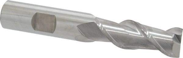 SGS - 5/8", 1-5/8" LOC, 5/8" Shank Diam, 3-3/4" OAL, 2 Flute, Solid Carbide Square End Mill - Single End, Uncoated, Spiral Flute, 45° Helix, Centercutting, Right Hand Cut, Right Hand Flute, Series 44 - Eagle Tool & Supply