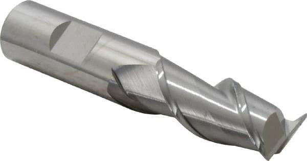 SGS - 3/4", 1-5/8" LOC, 3/4" Shank Diam, 3-7/8" OAL, 2 Flute, Solid Carbide Square End Mill - Single End, Uncoated, Spiral Flute, 45° Helix, Centercutting, Right Hand Cut, Right Hand Flute, Series 44 - Eagle Tool & Supply