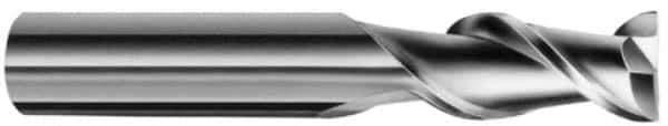 SGS - 3/8", 2 Flute, Single End, Solid Carbide, 0.015" Corner Radius End Mill - 2-1/2" OAL, 45° Helix, Right Hand Flute, 9/16" LOC, Right Hand Cut - Eagle Tool & Supply