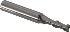 SGS - 1/4", 3/4" LOC, 3/8" Shank Diam, 2-7/16" OAL, 2 Flute, Solid Carbide Square End Mill - Single End, Uncoated, Spiral Flute, 45° Helix, Centercutting, Right Hand Cut, Right Hand Flute, Series 44 - Eagle Tool & Supply