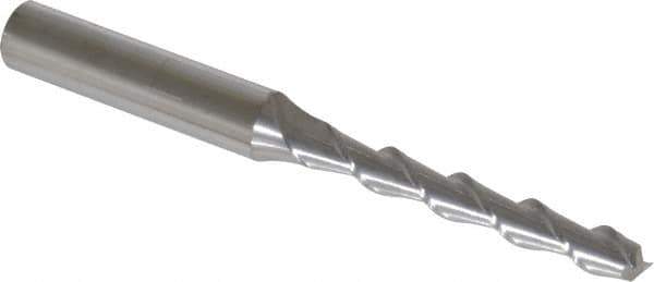 SGS - 1/4", 1-3/4" LOC, 3/8" Shank Diam, 3-9/16" OAL, 2 Flute, Solid Carbide Square End Mill - Single End, Uncoated, Spiral Flute, 45° Helix, Centercutting, Right Hand Cut, Right Hand Flute, Series 44 - Eagle Tool & Supply