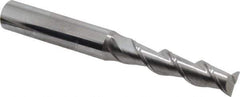 SGS - 5/16", 1-3/8" LOC, 3/8" Shank Diam, 3-1/8" OAL, 2 Flute, Solid Carbide Square End Mill - Single End, Uncoated, Spiral Flute, 45° Helix, Centercutting, Right Hand Cut, Right Hand Flute, Series 44 - Eagle Tool & Supply