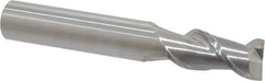 SGS - 3/8", 3/4" LOC, 3/8" Shank Diam, 2-1/2" OAL, 2 Flute, Solid Carbide Square End Mill - Single End, Uncoated, Spiral Flute, 45° Helix, Centercutting, Right Hand Cut, Right Hand Flute, Series 44 - Eagle Tool & Supply