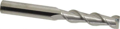 SGS - 3/8", 1-1/2" LOC, 3/8" Shank Diam, 3-1/4" OAL, 2 Flute, Solid Carbide Square End Mill - Single End, Uncoated, Spiral Flute, 45° Helix, Centercutting, Right Hand Cut, Right Hand Flute, Series 44 - Eagle Tool & Supply
