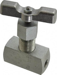 Made in USA - 1/8" Pipe, Inline Hard Seat Needle Valve - FNPT x FNPT Ends, Alloy Valve, 10,000 Max psi - Eagle Tool & Supply