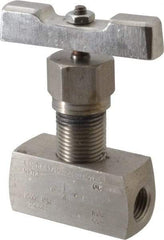 Value Collection - 1/4" Pipe, Inline Hard Seat Needle Valve - FNPT x FNPT Ends, Grade 316 Stainless Steel Valve, 10,000 Max psi - Eagle Tool & Supply