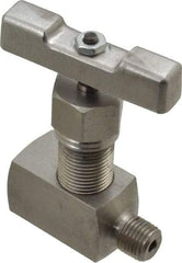 Value Collection - 1/4" Pipe, Inline Hard Seat Needle Valve - MNPT x FNPT Ends, Grade 316 Stainless Steel Valve, 10,000 Max psi - Eagle Tool & Supply