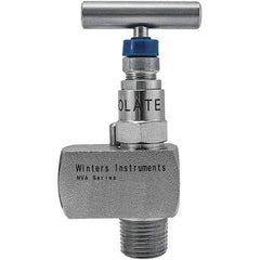 Value Collection - 1/2" Pipe, Angled Hard Seat Needle Valve - FNPT x FNPT Ends, Grade 316 Stainless Steel Valve, 10,000 Max psi - Eagle Tool & Supply