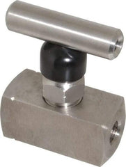Made in USA - 1/8" Pipe, Inline Miniature Needle Valve - FNPT x FNPT Ends, Grade 316 Stainless Steel Valve, 6,000 Max psi - Eagle Tool & Supply