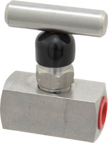 Made in USA - 1/4" Pipe, Inline Miniature Needle Valve - FNPT x FNPT Ends, Grade 316 Stainless Steel Valve, 6,000 Max psi - Eagle Tool & Supply