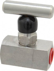 Made in USA - 1/4" Pipe, Inline Miniature Needle Valve - FNPT x FNPT Ends, Grade 316 Stainless Steel Valve, 6,000 Max psi - Eagle Tool & Supply
