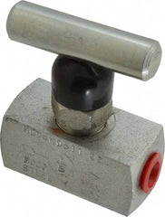 Made in USA - 1/8" Pipe, Inline Miniature Needle Valve - FNPT x FNPT Ends, Alloy Valve, 6,000 Max psi - Eagle Tool & Supply