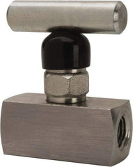 Made in USA - 1/4" Pipe, Inline Miniature Needle Valve - FNPT x FNPT Ends, Alloy Valve, 6,000 Max psi - Eagle Tool & Supply