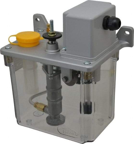 Trico - 2 L Reservoir Capacity, 3 - 6 cm Output per Cycle, 6-12 cm Output per Hour, Electric Central Lubrication System - 30 Min Interval Between Cycles, 130mm Wide x 225mm High, 110 Volts, Oil, 5/16-24 Outlet Thread - Eagle Tool & Supply