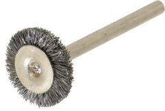 Osborn - 5/8" OD, 1/8" Shank Diam, Crimped Steel Wheel Brush - 0.005" Filament Diam, 25,000 RPM - Eagle Tool & Supply