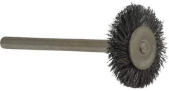 Osborn - 3/4" OD, 1/8" Shank Diam, Crimped Steel Wheel Brush - 0.005" Filament Diam, 25,000 RPM - Eagle Tool & Supply