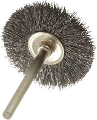 Osborn - 1-1/4" OD, 1/8" Shank Diam, Crimped Steel Wheel Brush - 0.005" Filament Diam, 25,000 RPM - Eagle Tool & Supply