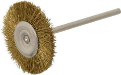 Osborn - 1" OD, 3/32" Shank Diam, Crimped Brass Wheel Brush - 0.005" Filament Diam, 25,000 RPM - Eagle Tool & Supply