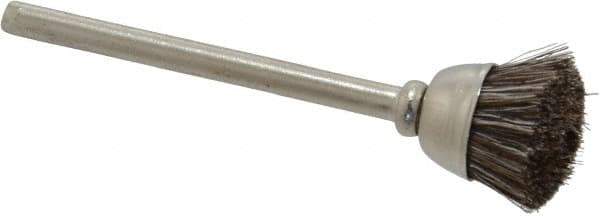 Osborn - 9/16" Diam, 1/8" Shank Straight Wire Cup Brush - 0.012" Filament Diam, 25,000 Max RPM - Eagle Tool & Supply