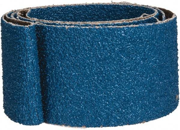 Made in USA - 2" Wide x 48" OAL, 36 Grit, Zirconia Alumina Abrasive Belt - Zirconia Alumina, Very Coarse, Coated, X Weighted Cloth Backing - Eagle Tool & Supply