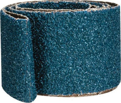 Made in USA - 2" Wide x 48" OAL, 24 Grit, Zirconia Alumina Abrasive Belt - Zirconia Alumina, Very Coarse, Coated, X Weighted Cloth Backing - Eagle Tool & Supply