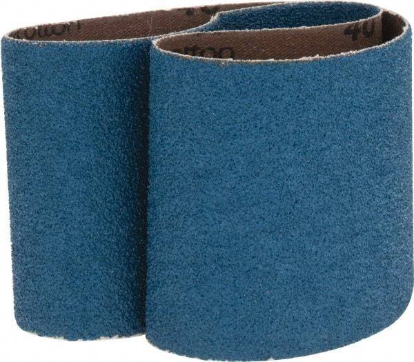 Made in USA - 3" Wide x 21" OAL, 40 Grit, Zirconia Alumina Abrasive Belt - Zirconia Alumina, Coarse, Coated, X Weighted Cloth Backing - Eagle Tool & Supply