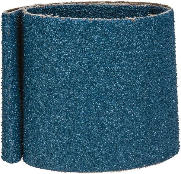 Made in USA - 4" Wide x 36" OAL, 24 Grit, Zirconia Alumina Abrasive Belt - Zirconia Alumina, Very Coarse, Coated, X Weighted Cloth Backing - Eagle Tool & Supply