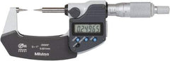 Mitutoyo - 1 Inch, 32mm Throat Depth, Ratchet Stop, Digital Point Micrometer - Accurate Up to 0.0001 Inch, 15° Point Angle - Eagle Tool & Supply