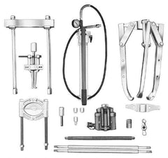 OTC - 18 Piece, 20" Spread, Hydraulic Puller Set - 3 Jaws, 41" OAL, 18-1/2" Reach - Eagle Tool & Supply