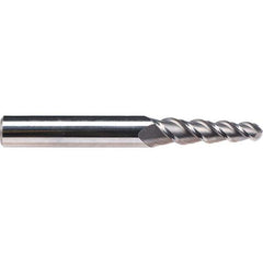 Emuge - 4° Taper Angle per Side, 3.26mm Small End Diam, 20mm LOC, Solid Carbide 3 Flute Tapered Ball End Mill - 62mm OAL, 6mm Shank Diam, Spiral Flute, 45° Helix - Eagle Tool & Supply