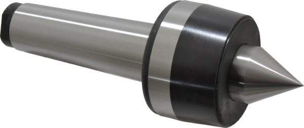 Bison - MT5 Taper Shank, 3.35" Head Diam 4,400 Lb Capacity Live Center - 2,500 Max RPM, 1.61" Point Diam, 1.77" Point Len, 4,400 Lb Max Workpc, 9.33" OAL, 1.77" Long Tip, Standard Point - Eagle Tool & Supply