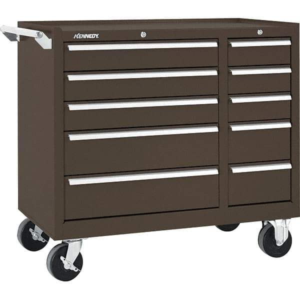 Kennedy - 10 Drawer 2,800 Lb Capacity Steel Tool Roller Cabinet - 39-3/8" Wide x 34" High x 18" Deep, Brown - Eagle Tool & Supply