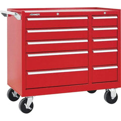 Kennedy - 10 Drawer 2,800 Lb Capacity Steel Tool Roller Cabinet - 39-3/8" Wide x 34" High x 18" Deep, Red - Eagle Tool & Supply