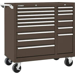 Kennedy - 15 Drawer 2,800 Lb Capacity Steel Tool Roller Cabinet - 39-3/8" Wide x 39" High x 18" Deep, Brown - Eagle Tool & Supply