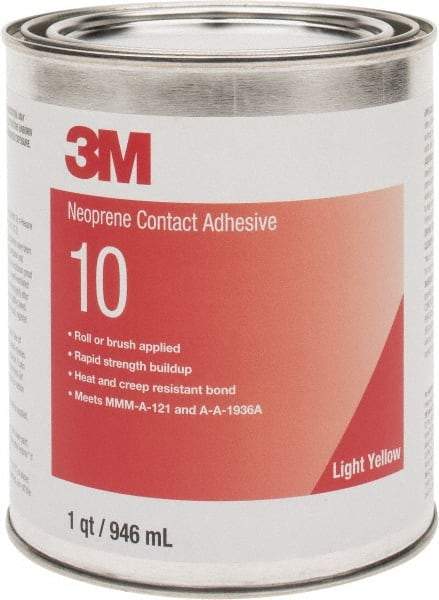 3M - 32 oz Can Amber Contact Adhesive - Series 10, 30 min Working Time, Bonds to Cardboard, Ceramic, Foam, Glass, Metal, Paper & Wood - Eagle Tool & Supply