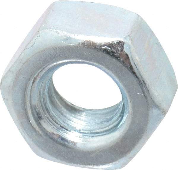 Value Collection - 1/4-20 UNC Steel Right Hand Hex Nut - 7/16" Across Flats, 7/32" High, Zinc Clear Finish - Eagle Tool & Supply