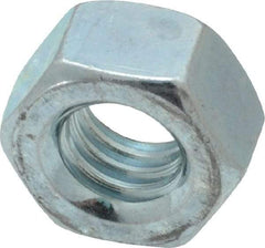 Value Collection - 5/16-18 UNC Steel Right Hand Hex Nut - 1/2" Across Flats, 17/64" High, Zinc Clear Finish - Eagle Tool & Supply