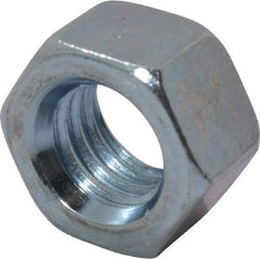 Value Collection - 3/8-16 UNC Steel Right Hand Hex Nut - 9/16" Across Flats, 21/64" High, Zinc Clear Finish - Eagle Tool & Supply