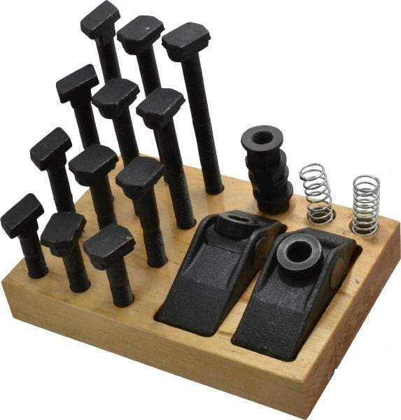 Value Collection - 21 Piece Adjustable Fixturing Clamp Set with 5/8" T-Slot, 1/2-13 Stud Thread - Eagle Tool & Supply