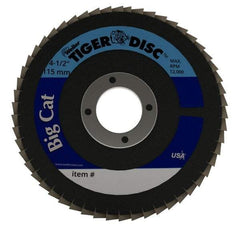Weiler - 60 Grit, 4-1/2" Disc Diam, 7/8" Center Hole, Type 27 Zirconia Alumina Flap Disc - 12,000 Max RPM, Phenolic Backing, Arbor Attaching System, Coated - Eagle Tool & Supply